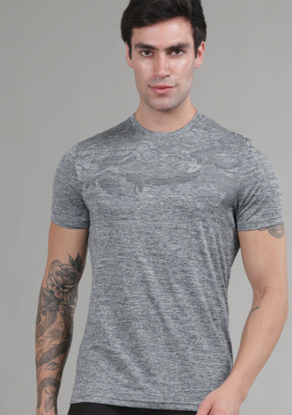 KA 53 Camouflage Jacquard Lycra Tshirt | Grey